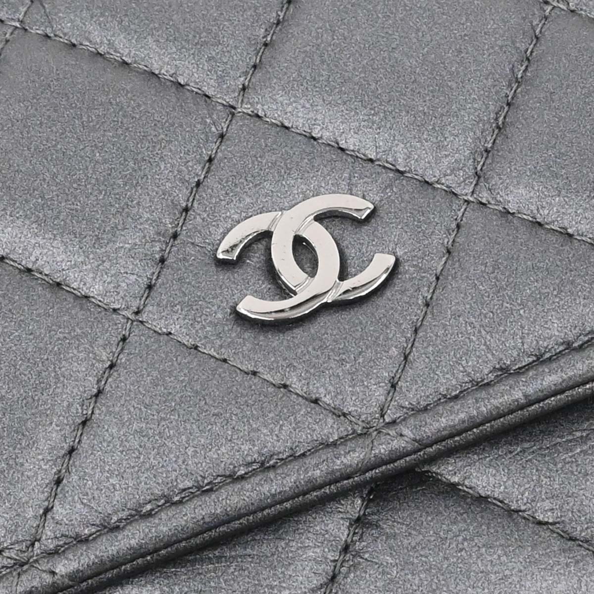 Chanel Gray Lambskin Classic WOC Wallet on Chain Bag