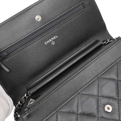Chanel Gray Lambskin Classic WOC Wallet on Chain Bag