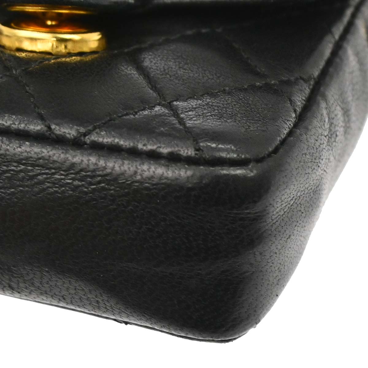 Chanel 1989-1991 Black Lambskin Micro Classic Flap Shoulder Bag Pochette