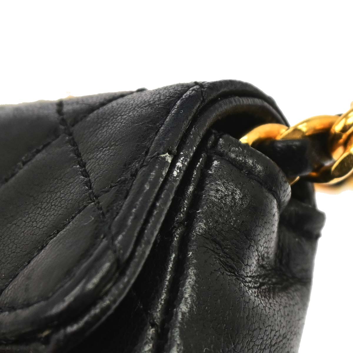 Chanel 1989-1991 Black Lambskin Micro Classic Flap Shoulder Bag Pochette