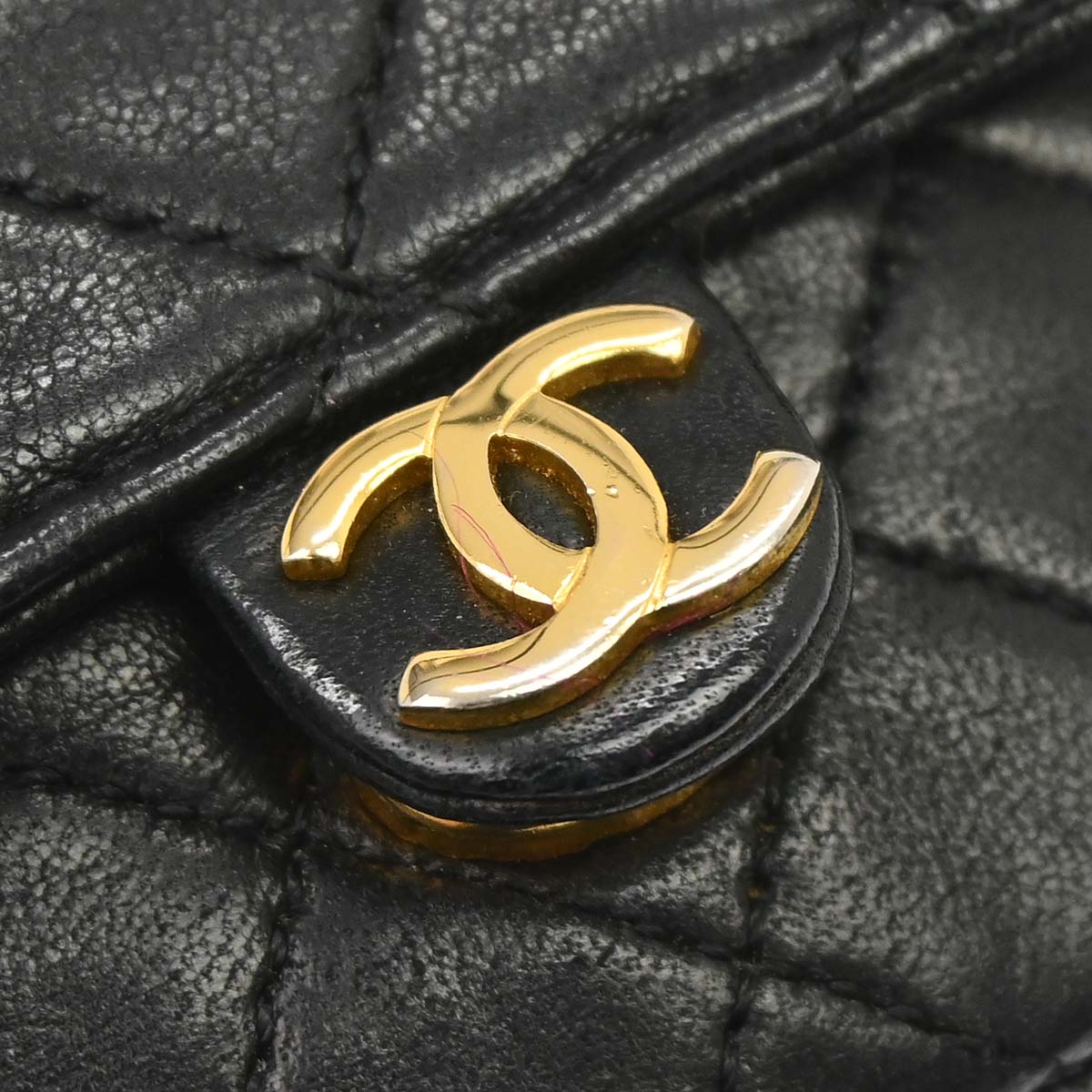 Chanel 1989-1991 Black Lambskin Micro Classic Flap Shoulder Bag Pochette