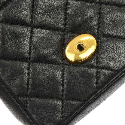 Chanel 1989-1991 Black Lambskin Micro Classic Flap Shoulder Bag Pochette