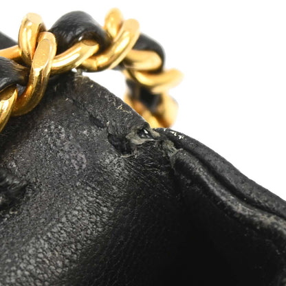 Chanel 1989-1991 Black Lambskin Micro Classic Flap Shoulder Bag Pochette