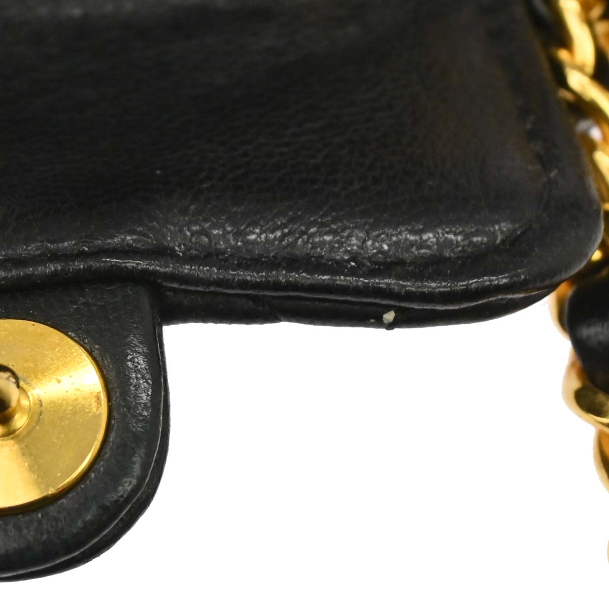 Chanel 1989-1991 Black Lambskin Micro Classic Flap Shoulder Bag Pochette