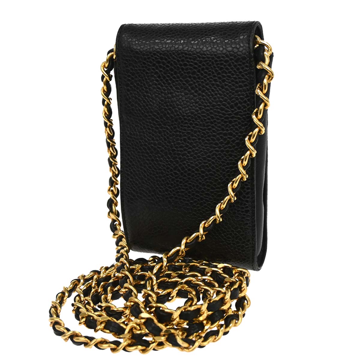Chanel Black Caviar Skin Chain Shoulder Bag Pochette Phone Case