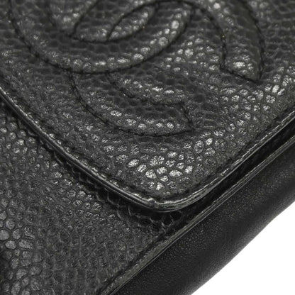 Chanel Black Caviar Skin Chain Shoulder Bag Pochette Phone Case
