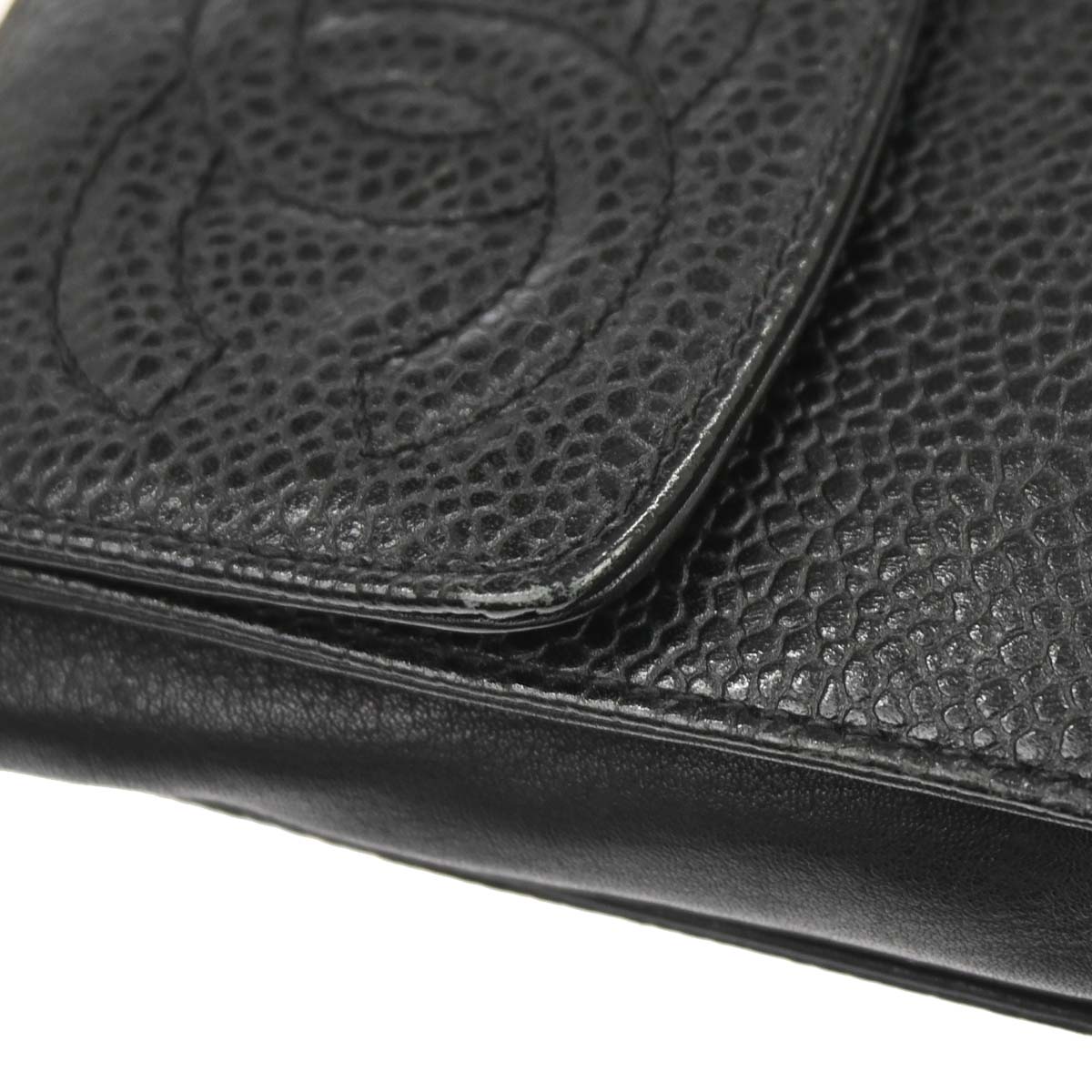 Chanel Black Caviar Skin Chain Shoulder Bag Pochette Phone Case