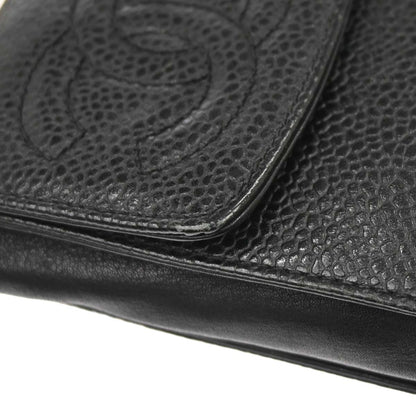 Chanel Black Caviar Skin Chain Shoulder Bag Pochette Phone Case