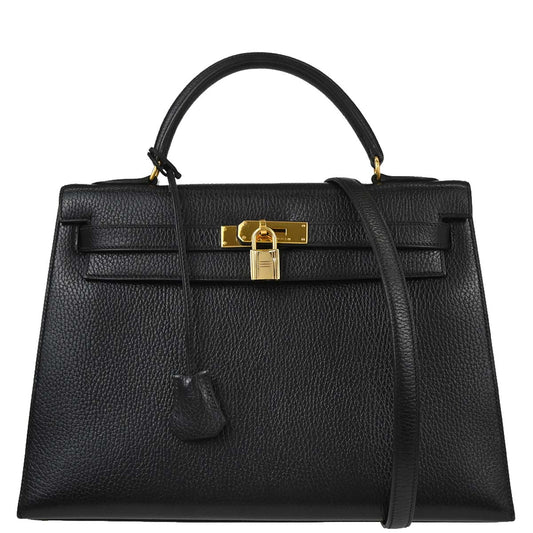 Hermes Black Ardennes Kelly 32 Sellier 2way Shoulder Handbag