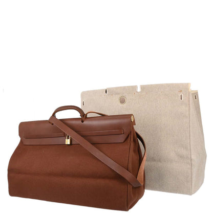 Hermes Brown Toile Officier H Herbag TGM 2 in 1 2way Shoulder Handbag
