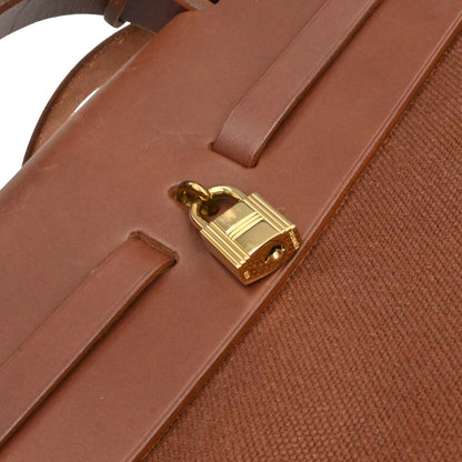 Hermes Brown Toile Officier H Herbag TGM 2 in 1 2way Shoulder Handbag