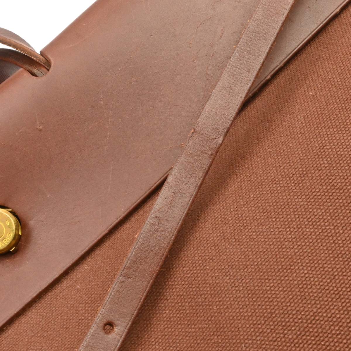 Hermes Brown Toile Officier H Herbag TGM 2 in 1 2way Shoulder Handbag