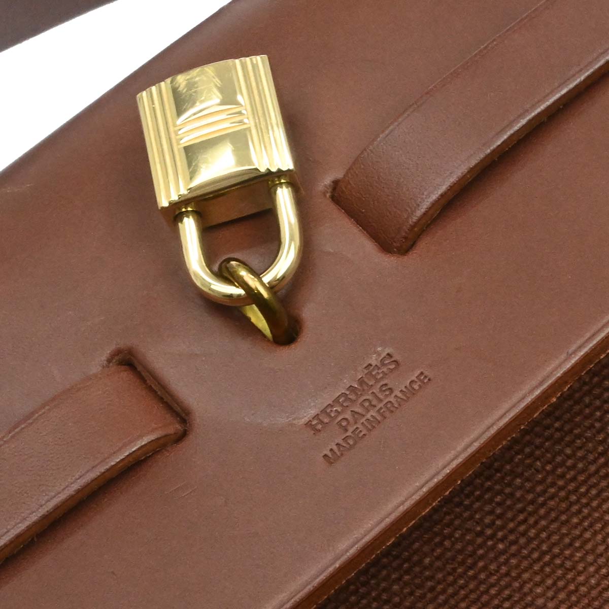 Hermes Brown Toile Officier H Herbag TGM 2 in 1 2way Shoulder Handbag
