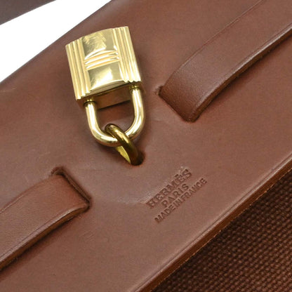 Hermes Brown Toile Officier H Herbag TGM 2 in 1 2way Shoulder Handbag
