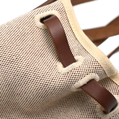 Hermes Beige Brown Toile H Officier Herbag Cabas MM 2 in 1 Handbag