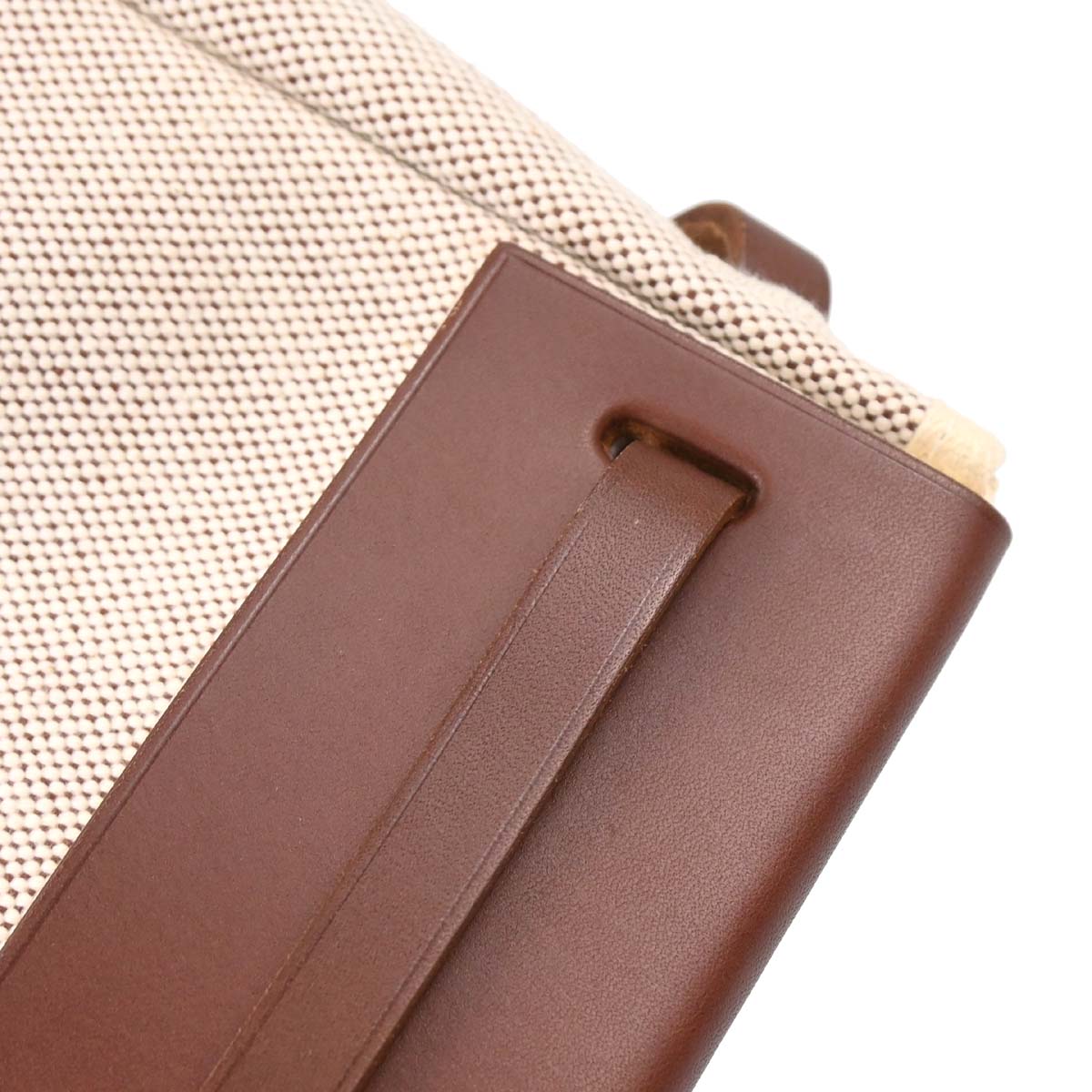 Hermes Beige Brown Toile H Officier Herbag Cabas MM 2 in 1 Handbag
