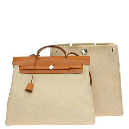 Hermes Beige Toile H Herbag MM 2 in 1 Shoulder Handbag