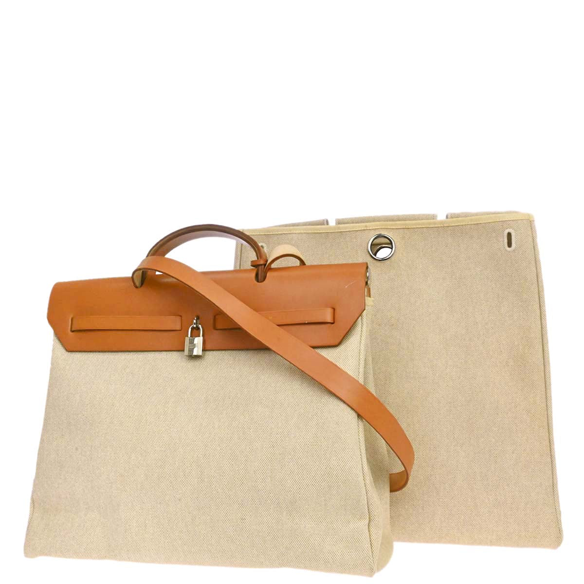 Hermes Beige Toile H Herbag MM 2 in 1 Shoulder Handbag