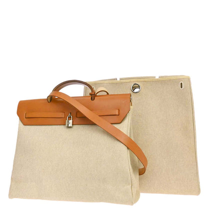 Hermes Beige Toile H Herbag MM 2 in 1 Shoulder Handbag