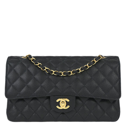 Chanel Black Caviar Skin Medium Classic Double Flap Shoulder Bag