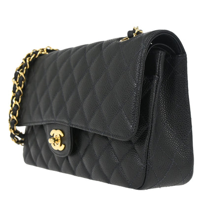Chanel Black Caviar Skin Medium Classic Double Flap Shoulder Bag