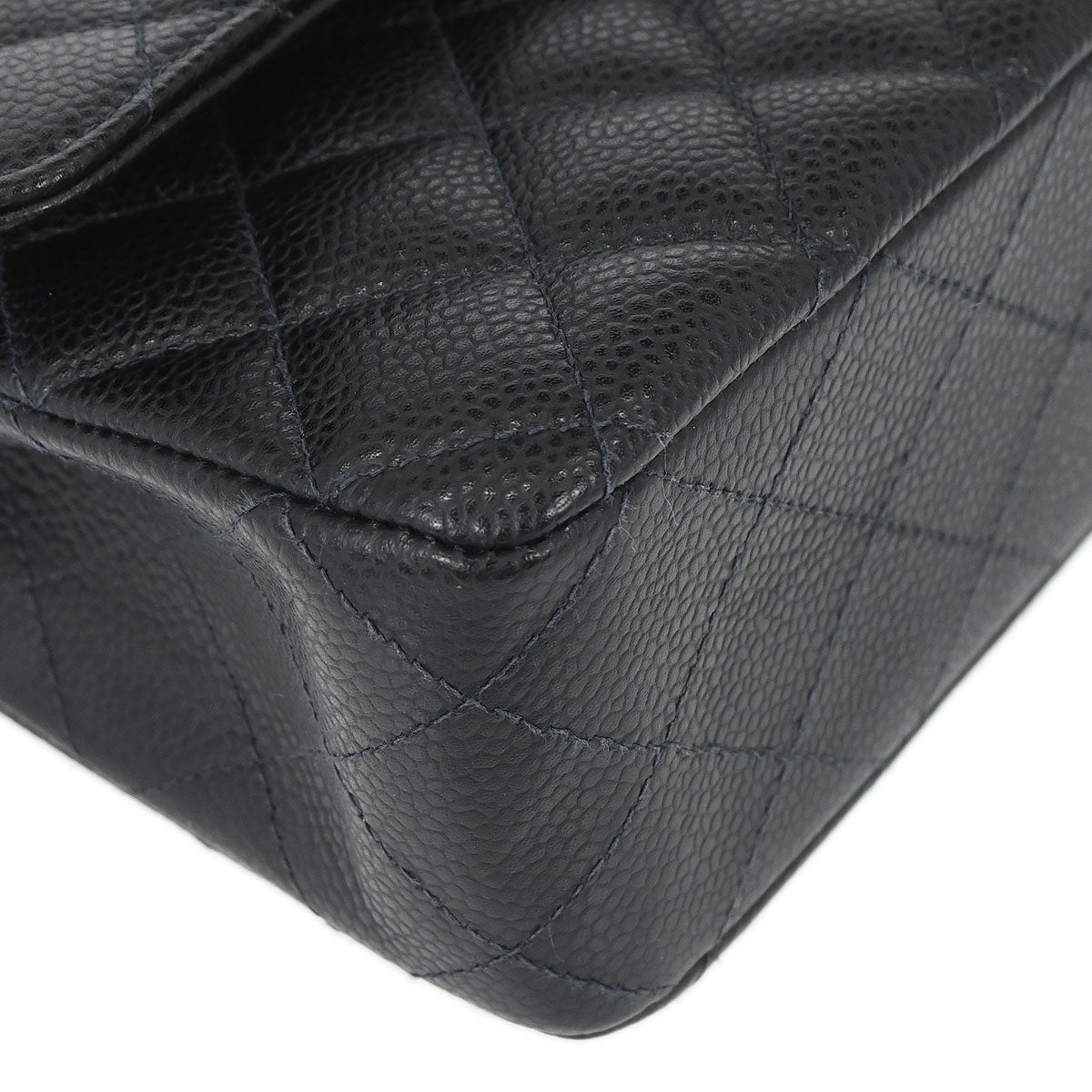 Chanel Black Caviar Skin Medium Classic Double Flap Shoulder Bag
