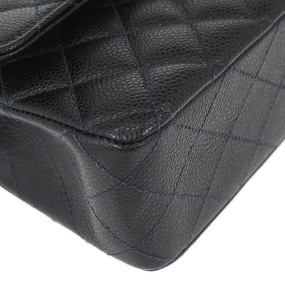 Chanel Black Caviar Skin Medium Classic Double Flap Shoulder Bag