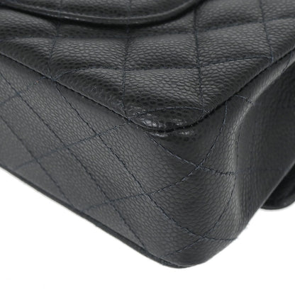 Chanel Black Caviar Skin Medium Classic Double Flap Shoulder Bag