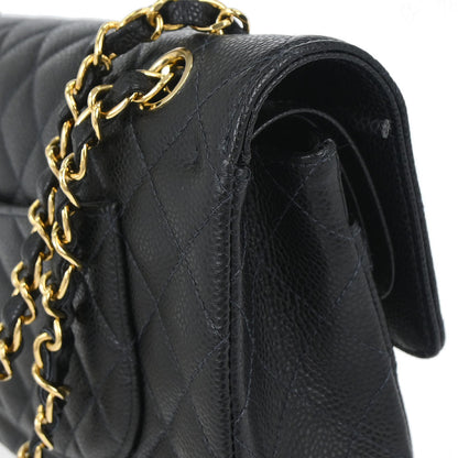 Chanel Black Caviar Skin Medium Classic Double Flap Shoulder Bag