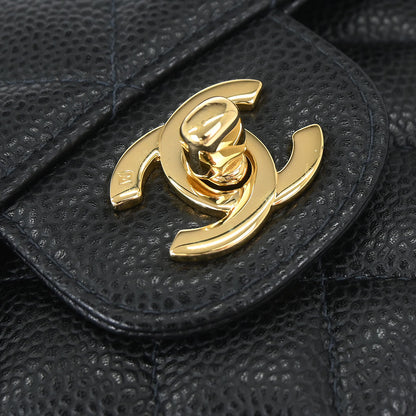 Chanel Black Caviar Skin Medium Classic Double Flap Shoulder Bag
