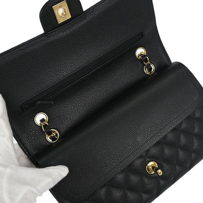 Chanel Black Caviar Skin Medium Classic Double Flap Shoulder Bag