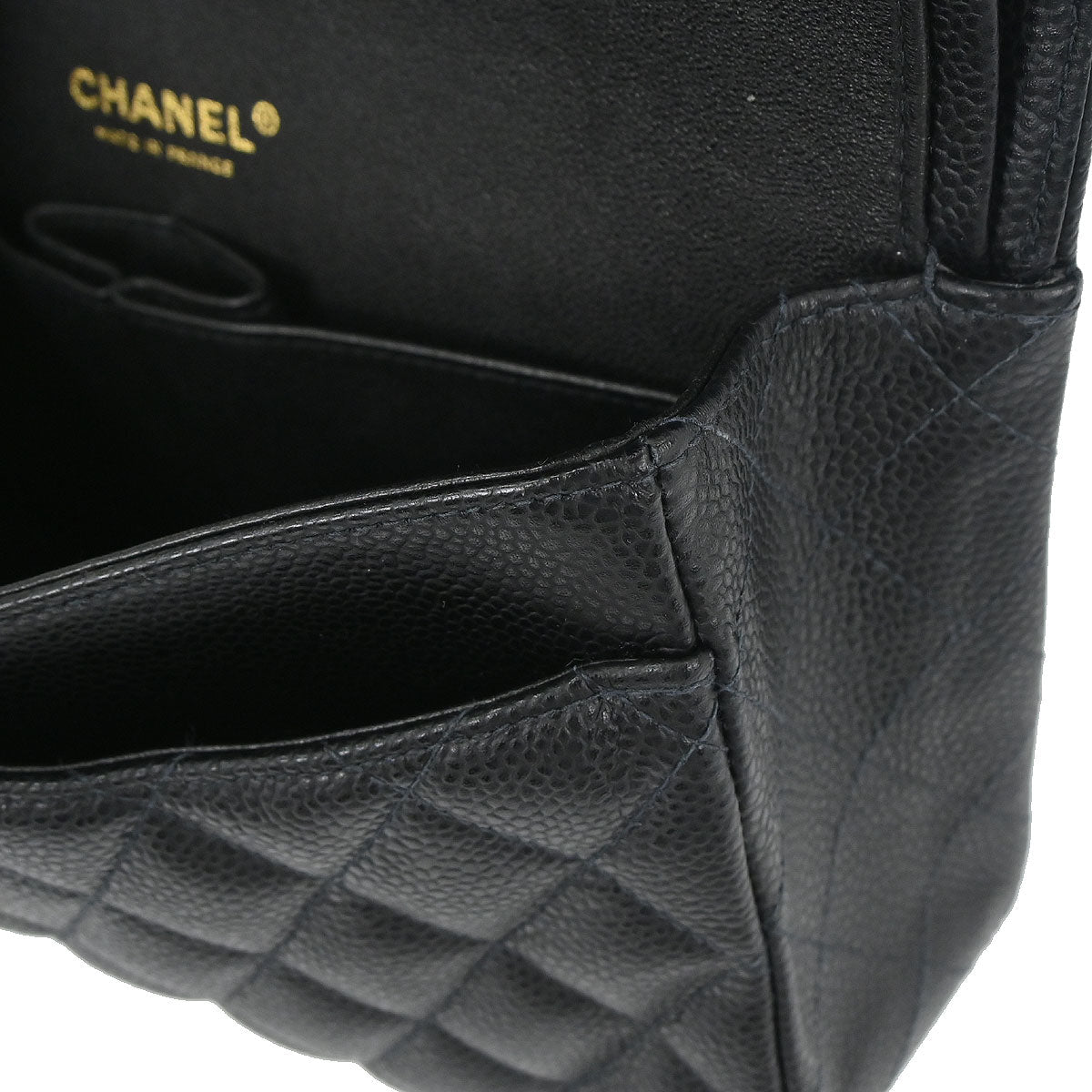 Chanel Black Caviar Skin Medium Classic Double Flap Shoulder Bag