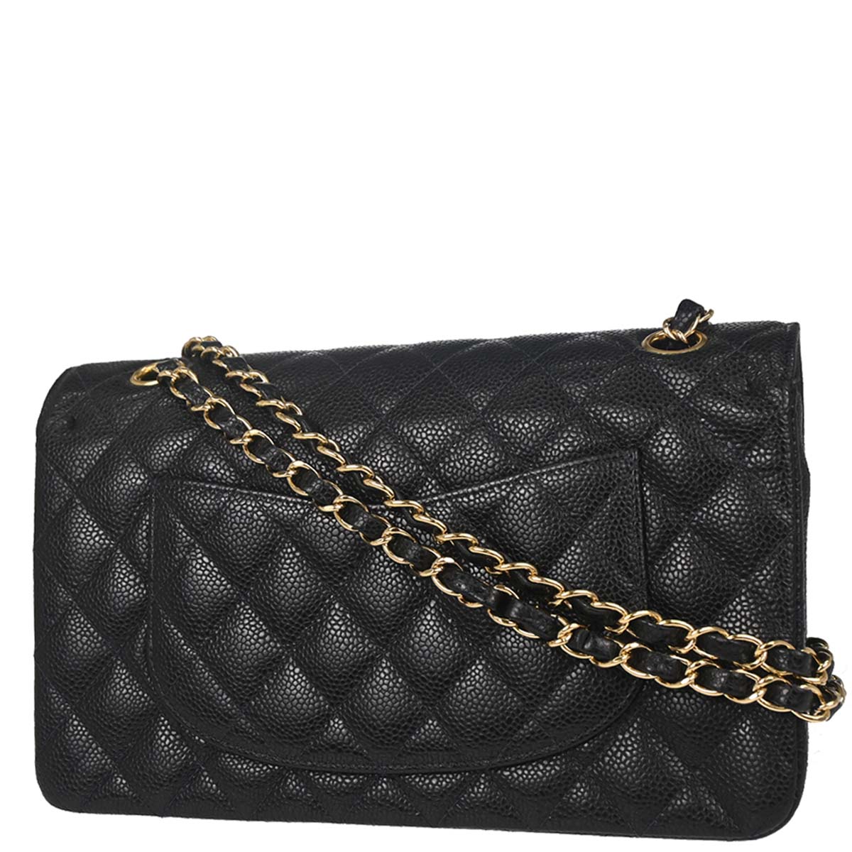 Chanel 2005-2006 Black Caviar Skin Medium Classic Double Flap Shoulder Bag