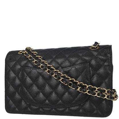 Chanel 2005-2006 Black Caviar Skin Medium Classic Double Flap Shoulder Bag