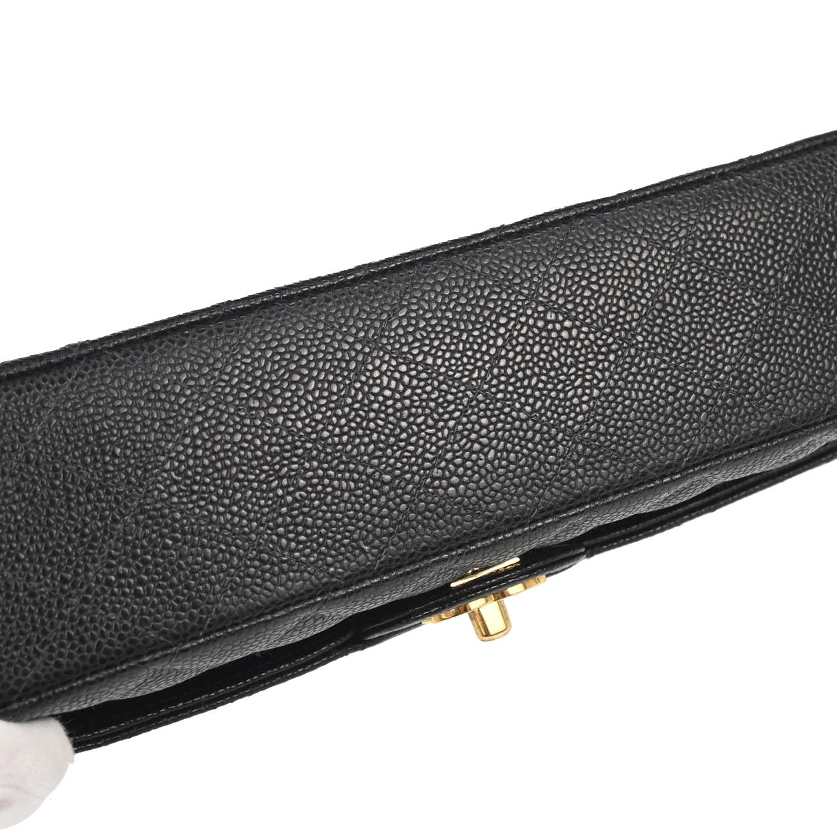 Chanel 2005-2006 Black Caviar Skin Medium Classic Double Flap Shoulder Bag