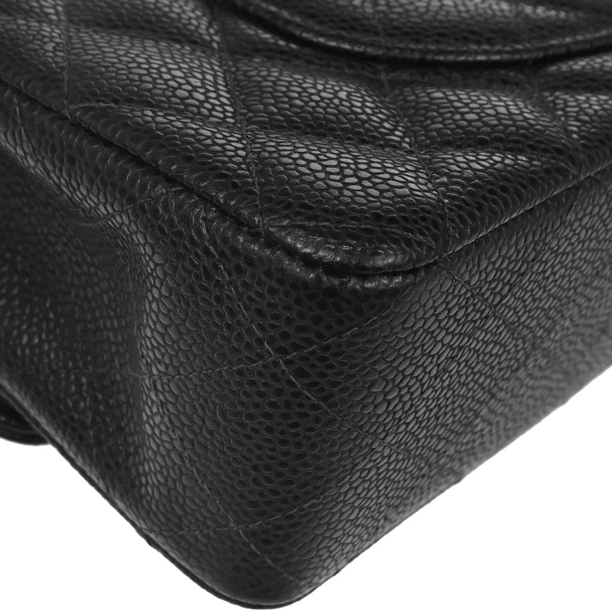 Chanel 2005-2006 Black Caviar Skin Medium Classic Double Flap Shoulder Bag