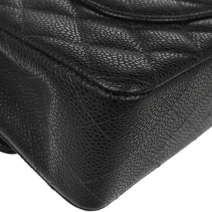 Chanel 2005-2006 Black Caviar Skin Medium Classic Double Flap Shoulder Bag