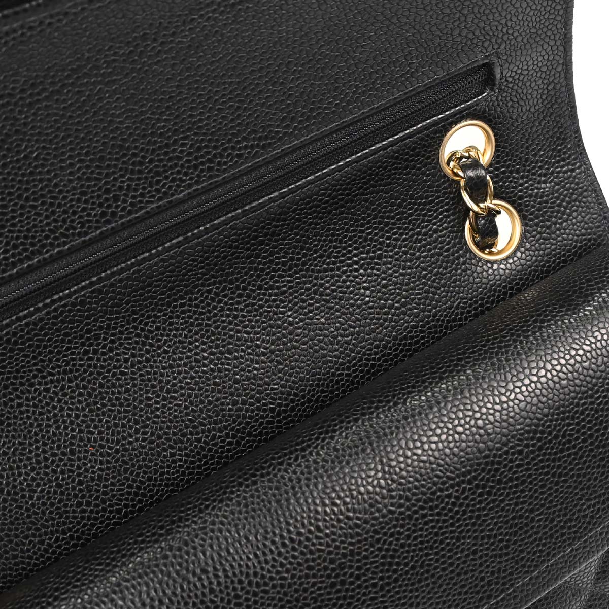 Chanel 2005-2006 Black Caviar Skin Medium Classic Double Flap Shoulder Bag
