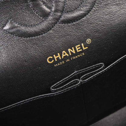 Chanel 2005-2006 Black Caviar Skin Medium Classic Double Flap Shoulder Bag