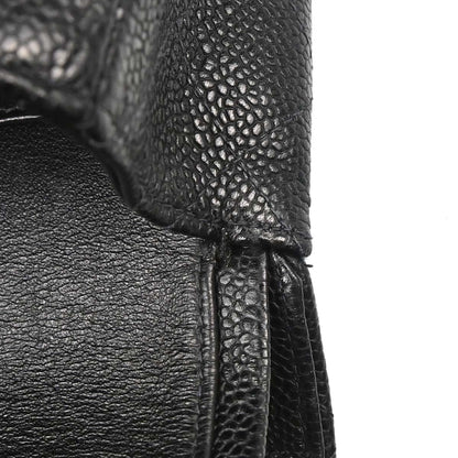 Chanel 2005-2006 Black Caviar Skin Medium Classic Double Flap Shoulder Bag