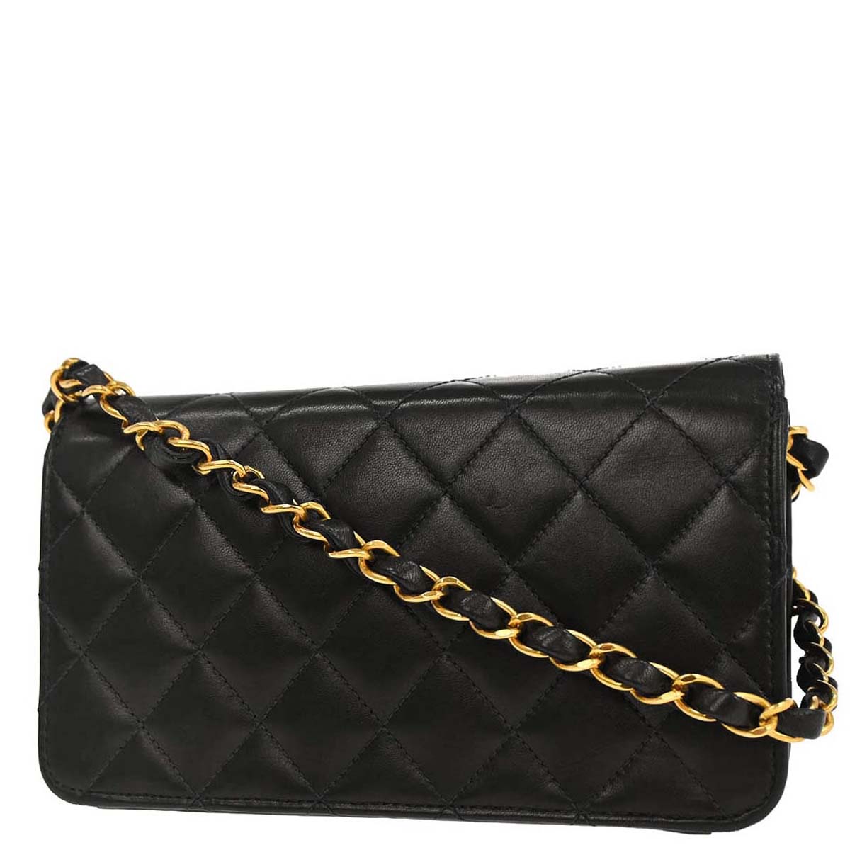 Chanel 2005-2006 Black Lambskin Turnlock Mini Full Flap Shoulder Bag