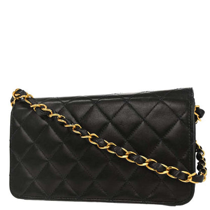 Chanel 2005-2006 Black Lambskin Turnlock Mini Full Flap Shoulder Bag