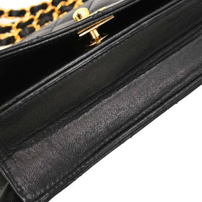Chanel 2005-2006 Black Lambskin Turnlock Mini Full Flap Shoulder Bag