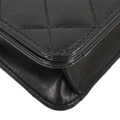 Chanel 2005-2006 Black Lambskin Turnlock Mini Full Flap Shoulder Bag