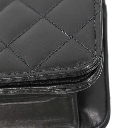 Chanel 2005-2006 Black Lambskin Turnlock Mini Full Flap Shoulder Bag