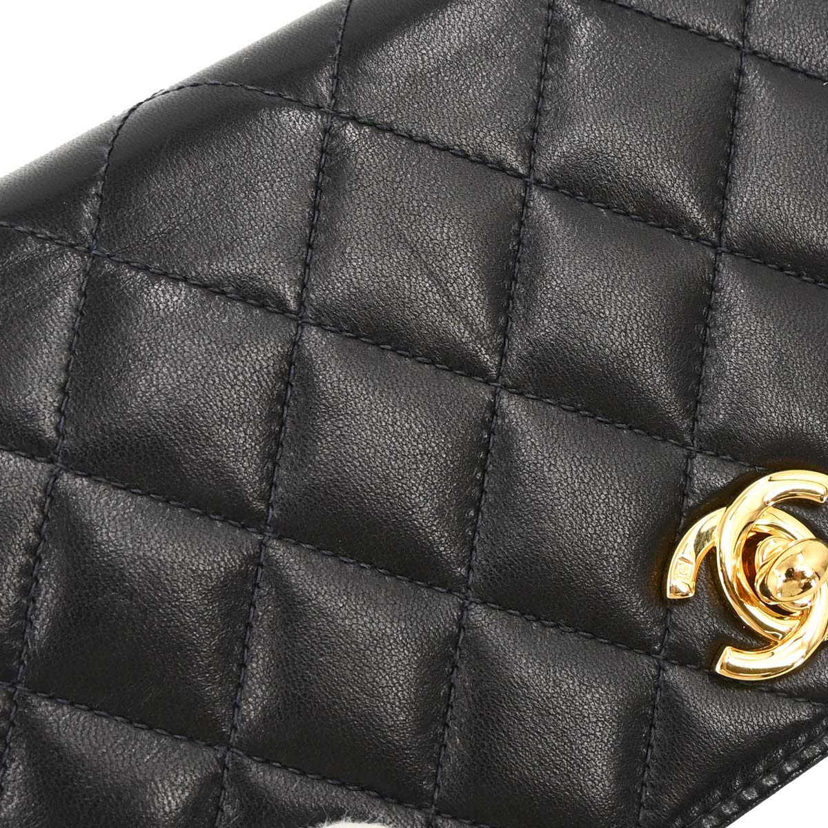 Chanel 2005-2006 Black Lambskin Turnlock Mini Full Flap Shoulder Bag