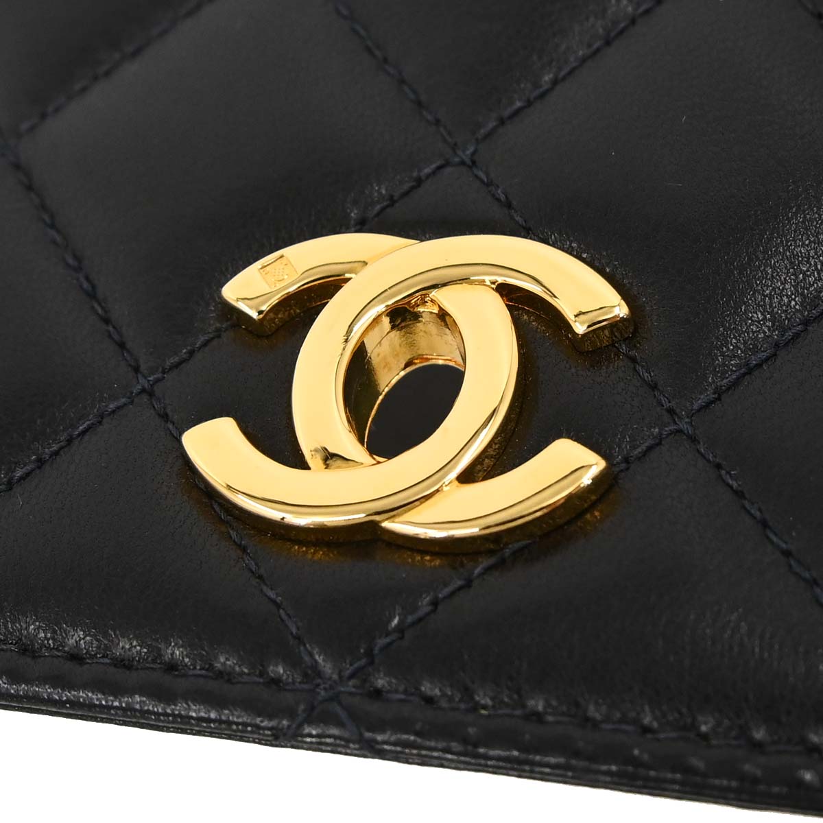 Chanel 2005-2006 Black Lambskin Turnlock Mini Full Flap Shoulder Bag