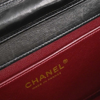 Chanel 2005-2006 Black Lambskin Turnlock Mini Full Flap Shoulder Bag