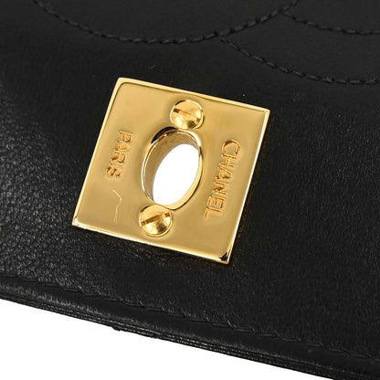 Chanel 2005-2006 Black Lambskin Turnlock Mini Full Flap Shoulder Bag