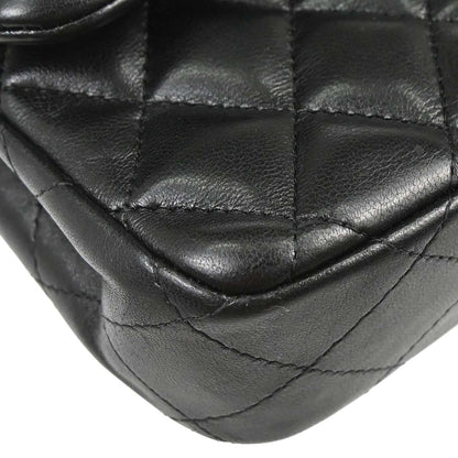 Chanel Black Lambskin East West Shoulder Bag